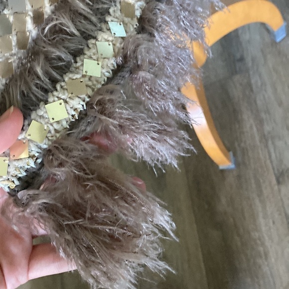 Chico’s Greta Cardigan textured sequins eyelash open front sweater. Chico’s Sz 2 - Picture 4 of 9